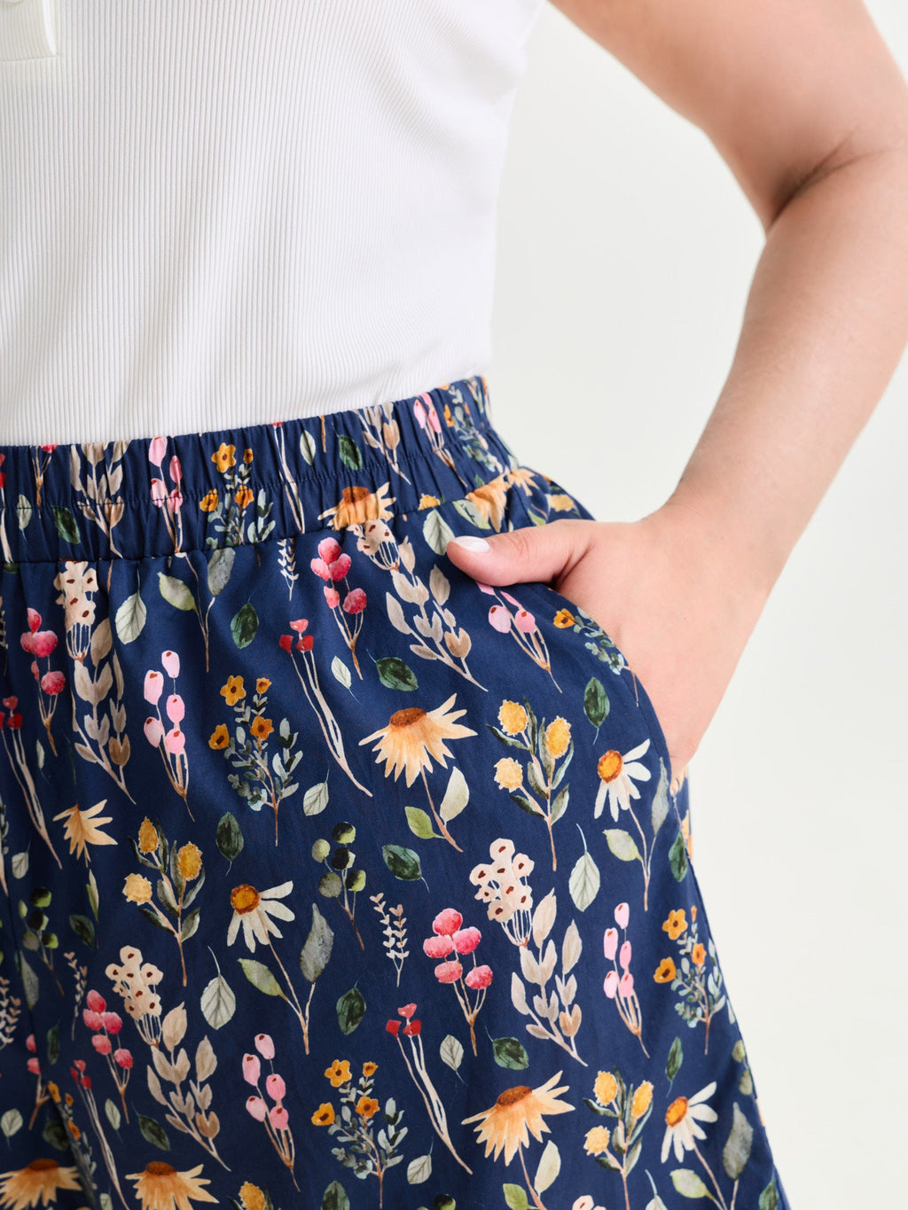 Floral Print Wide Waistband Shorts