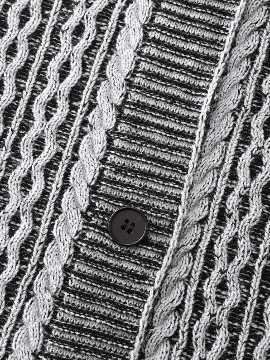 Braided Texture Button Stretchy Pockets Knit Cardigan