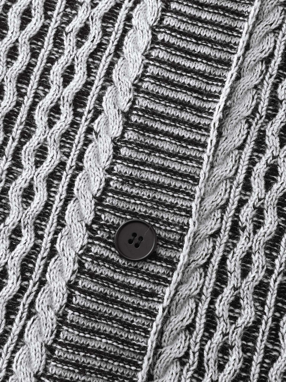 Braided Texture Button Stretchy Pockets Knit Cardigan