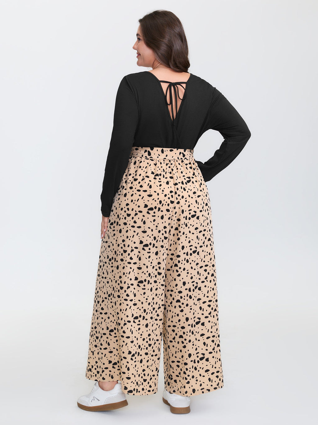 Colorblock Leopard Print Belted Jumpsuit