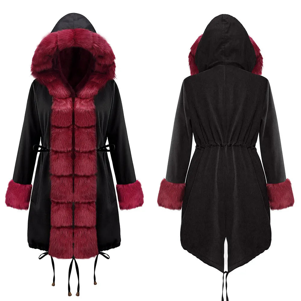 Womens Hooded Camouflage Warm Winter Coats Faux Fur Jacket Parka Overcoat
