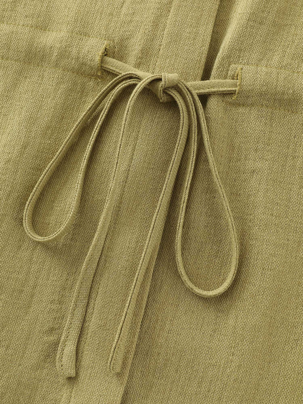 Lapel Collar Drawstring Waist Blouse