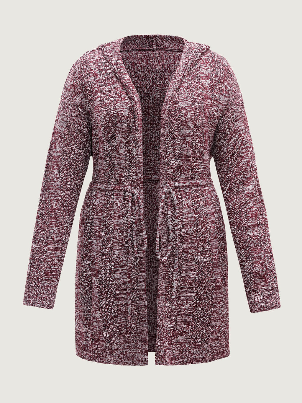 Cable Stitch Heather Hooded Knit Cardigan