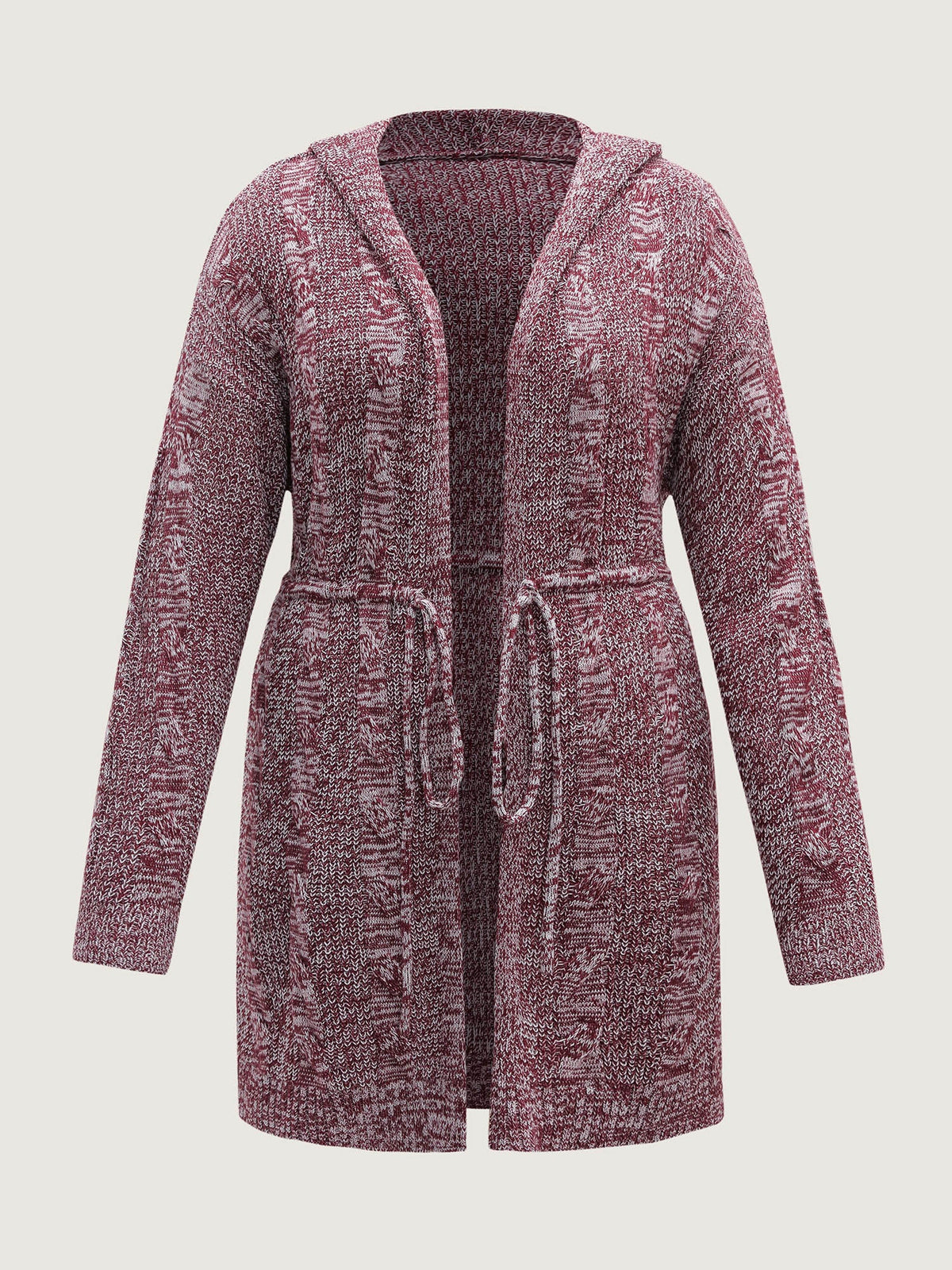 Cable Stitch Heather Hooded Knit Cardigan