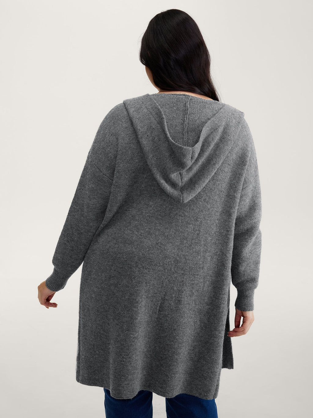 Hooded Button Slit Pockets Knit Cardigan