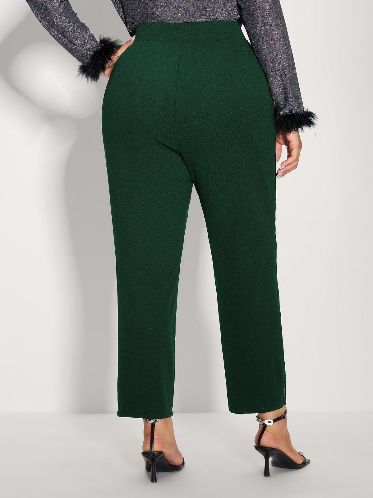 Stretchy Diamond Detail Hem Pants