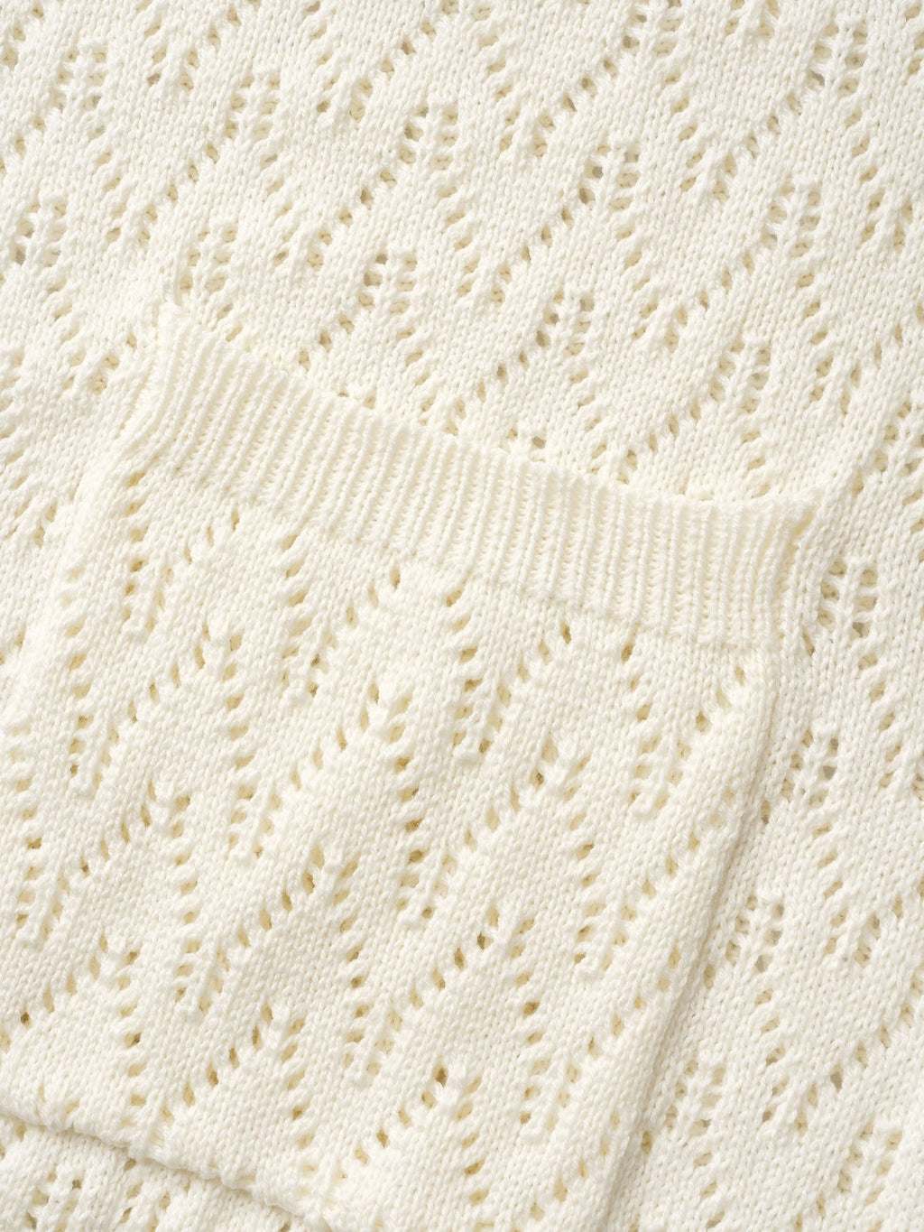 Kimono Collar Patch Pocket Pointelle Knit Cardigan
