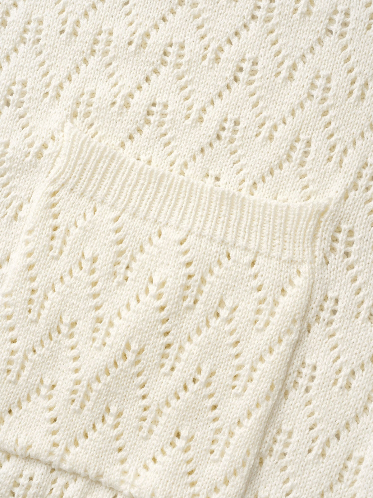 Kimono Collar Patch Pocket Pointelle Knit Cardigan