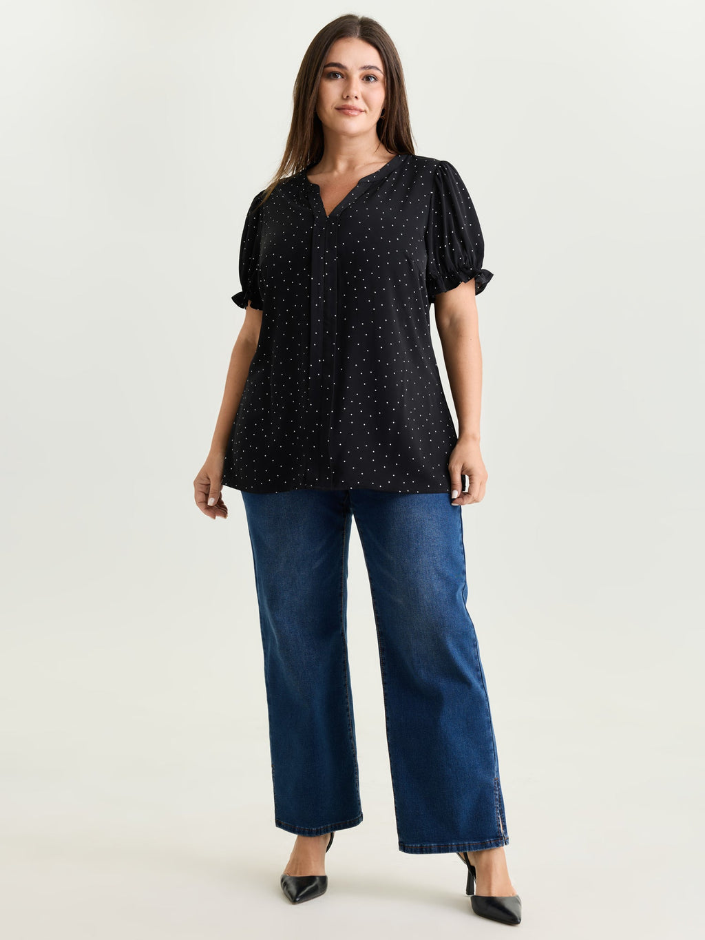 Micro Dots Charm Pleated Blouse