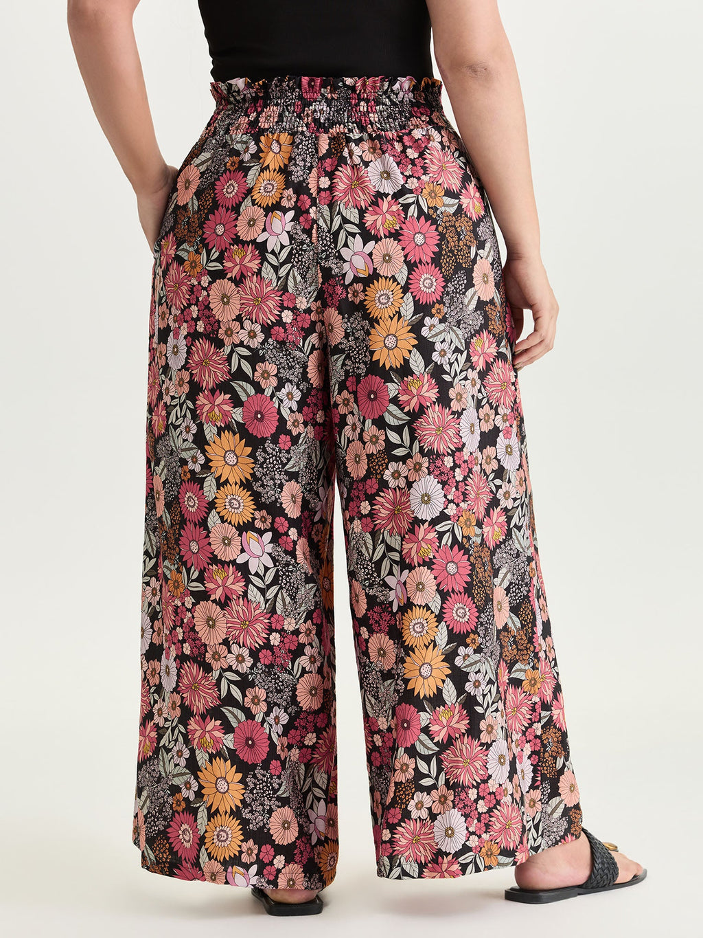 Supersoft Bright Floral Print Wide-Leg Pants