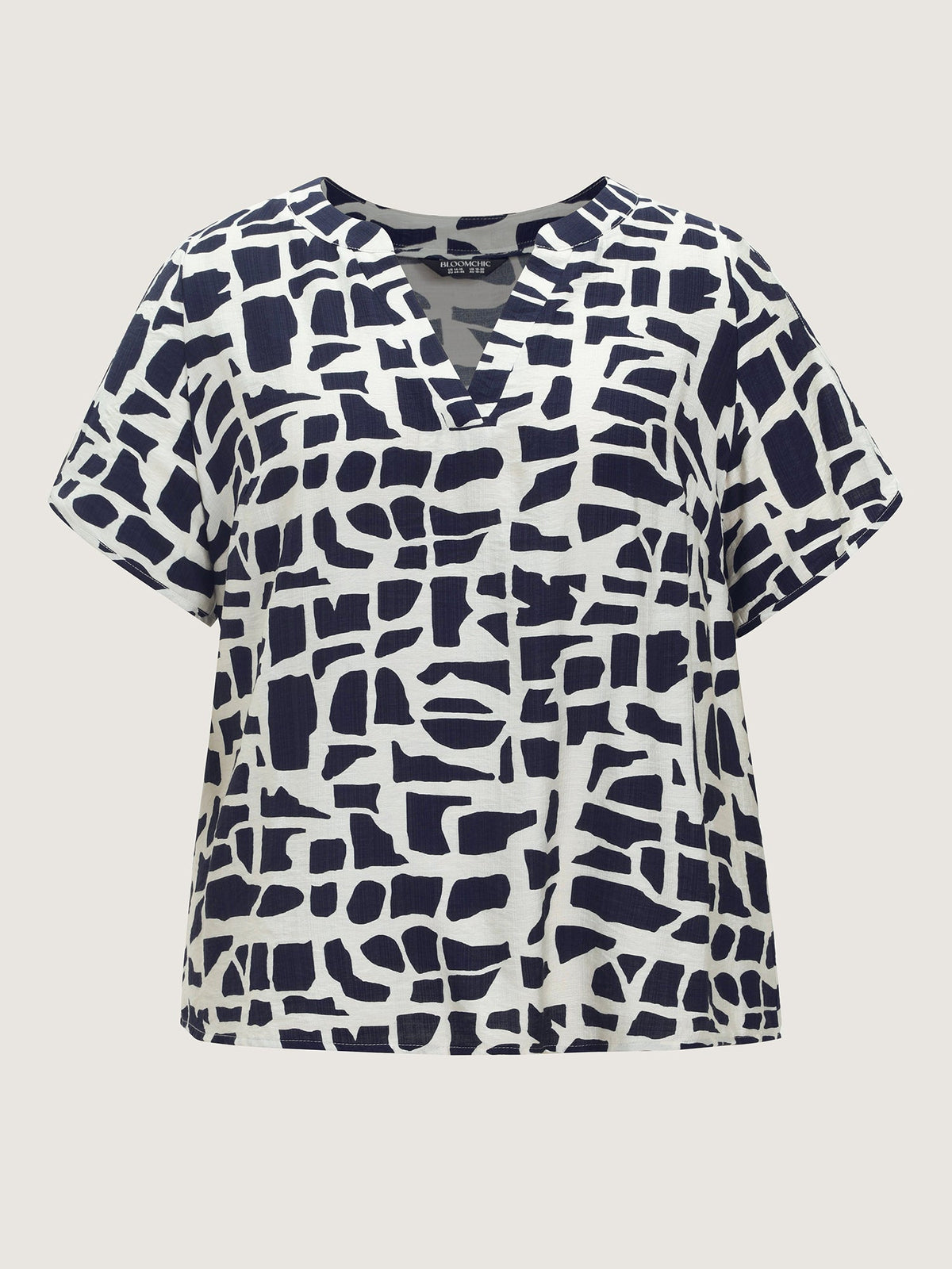 Geometric Print Petal Sleeve Blouse