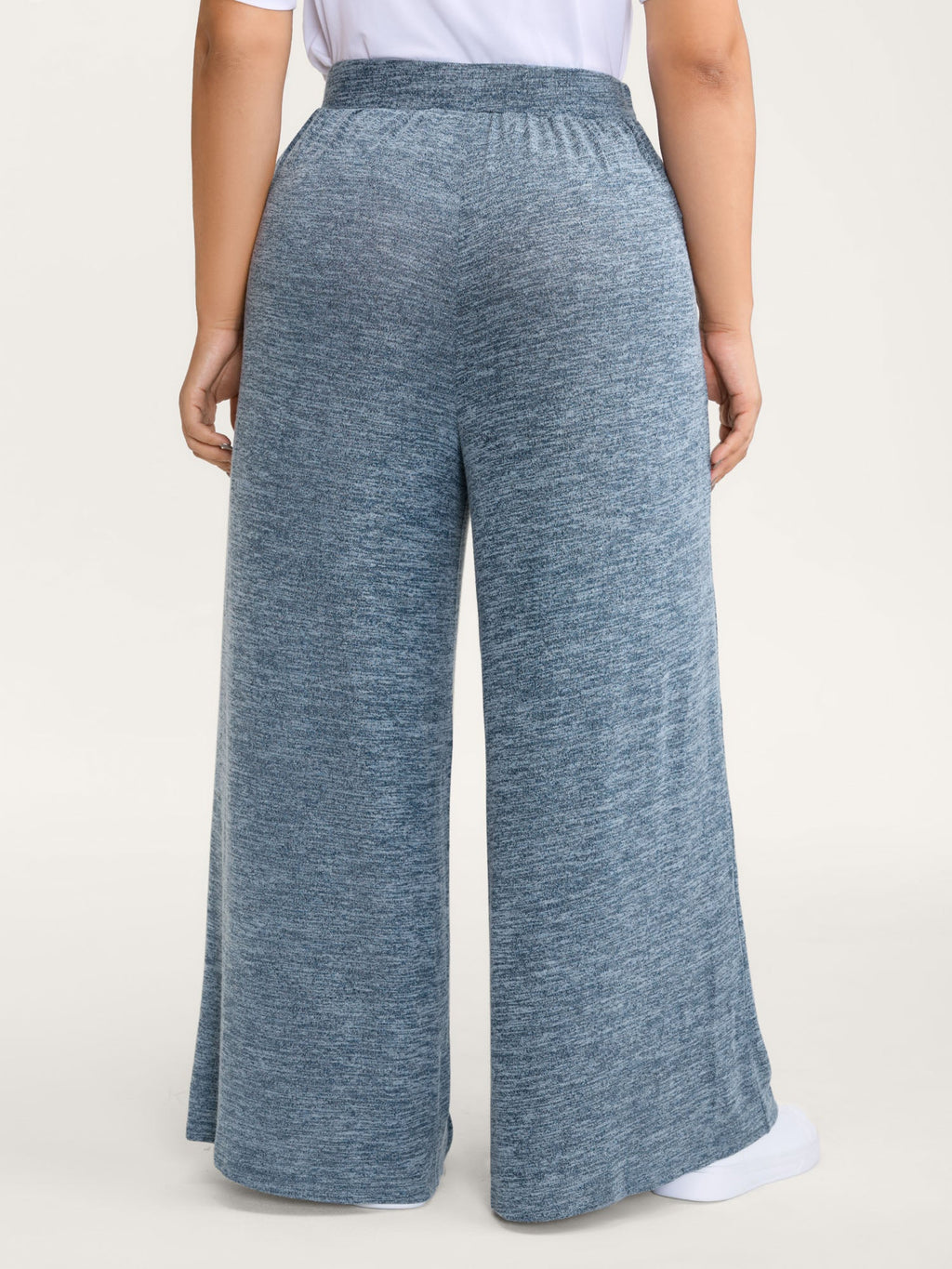 Stretchy Mixed-Color Belted Wide-Leg Pants