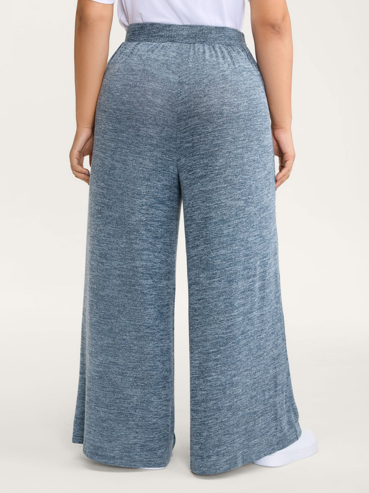 Stretchy Mixed-Color Belted Wide-Leg Pants