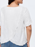 Cotton Overlap Back Sheer Ruffled T-Shirt
