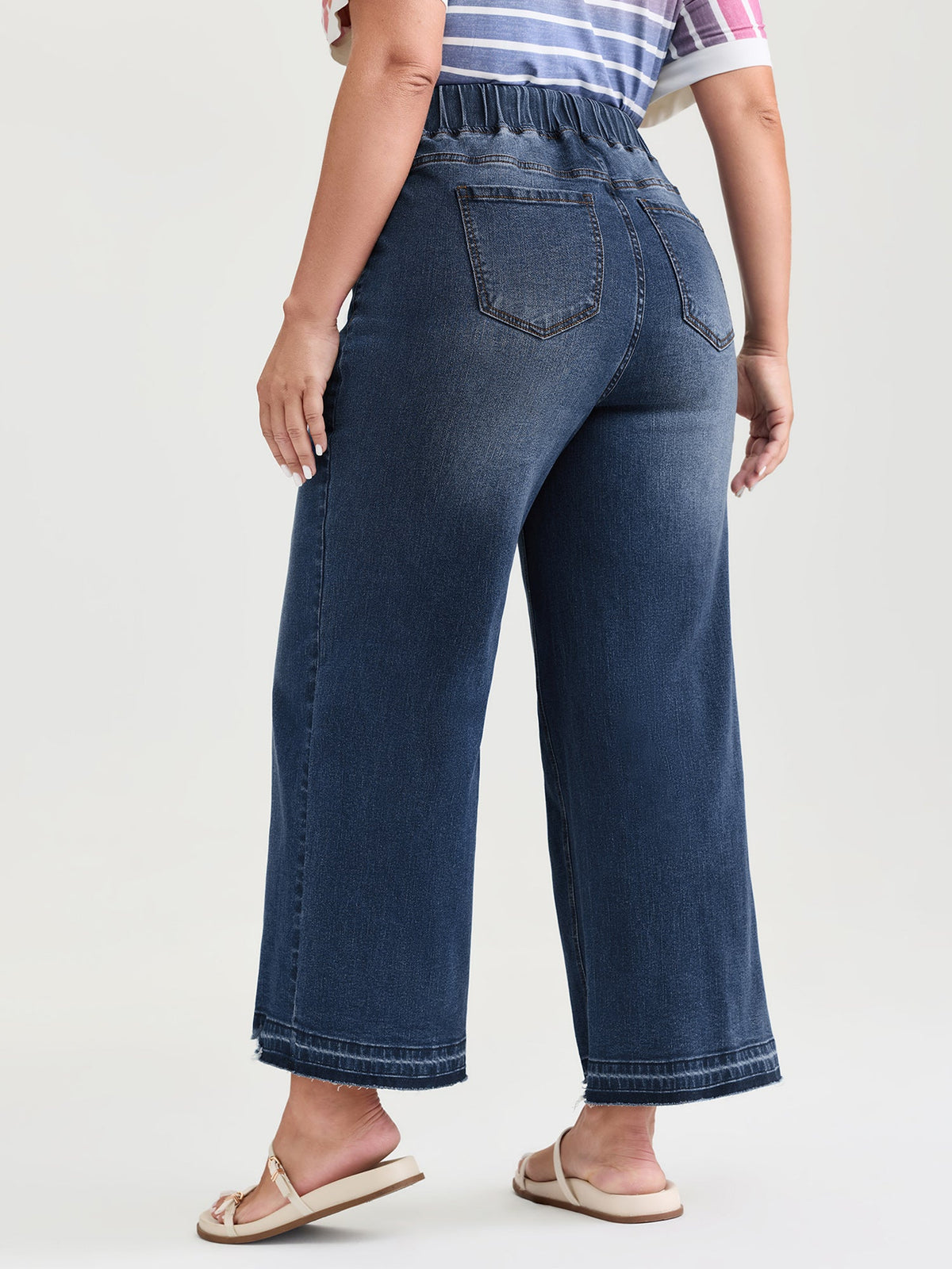 Easy Pull-On Stretchy Wide-Leg Jeans