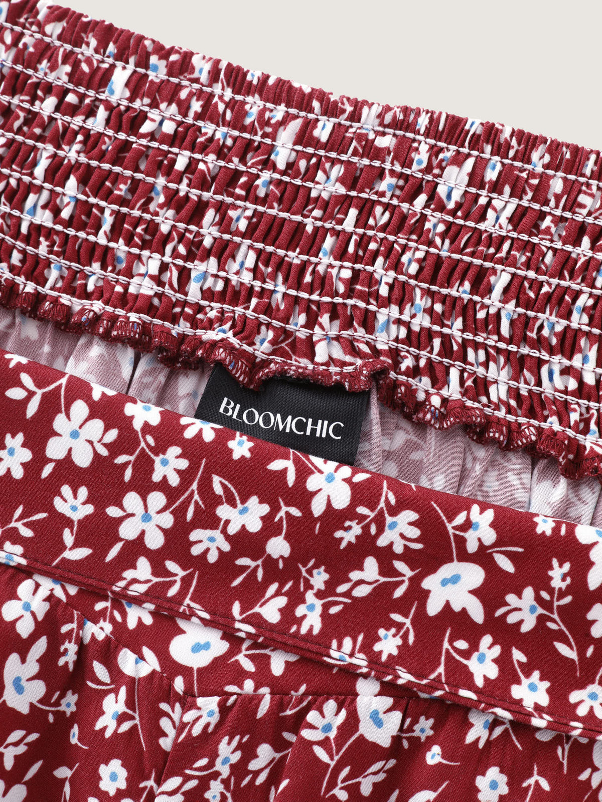 Floral Print Shirred Waist Jogger Pants