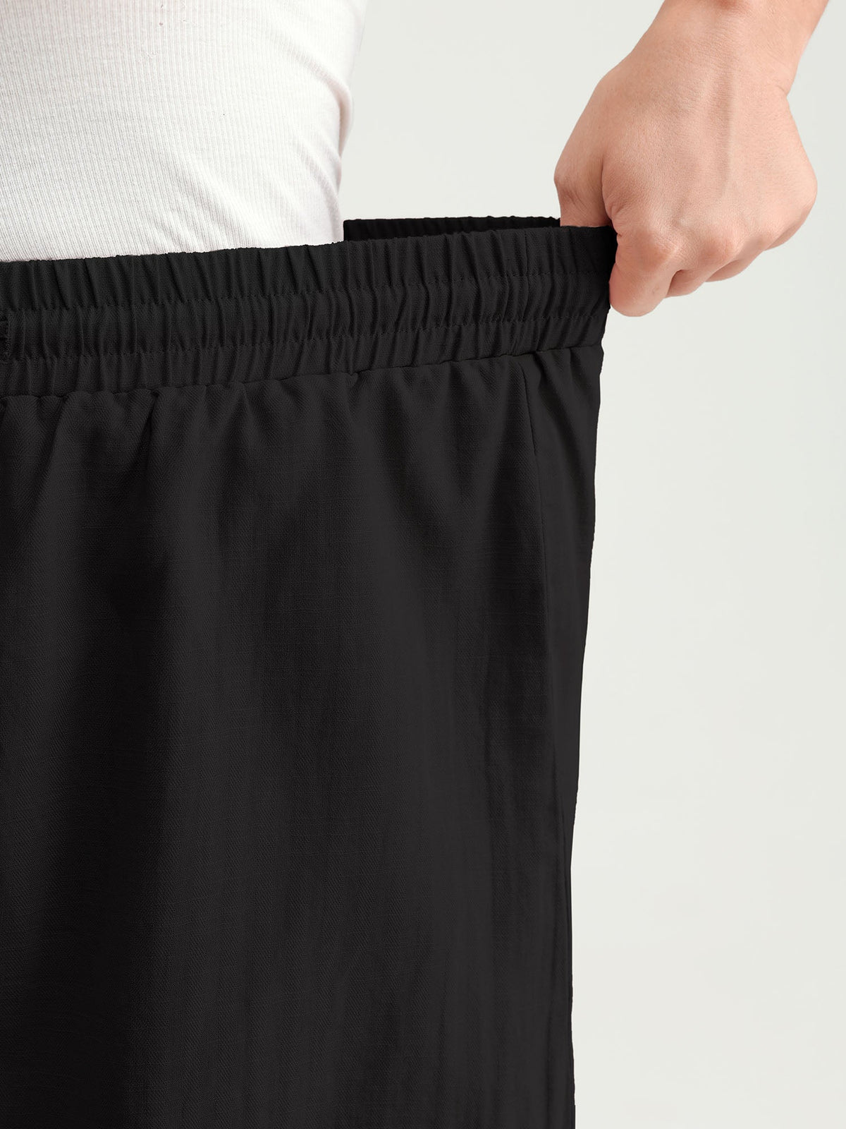 Cotton Drawstring Elastic Waist Pockets Shorts