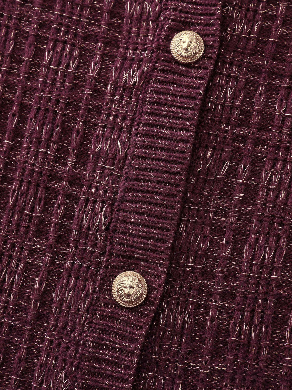 Textured Metallic Thread Button Knit Cardigan