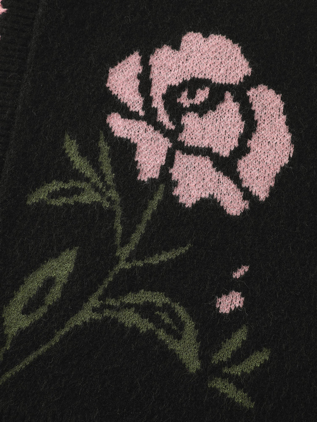 Floral Pattern Jacquard Wavy Edge Knit Cardigan