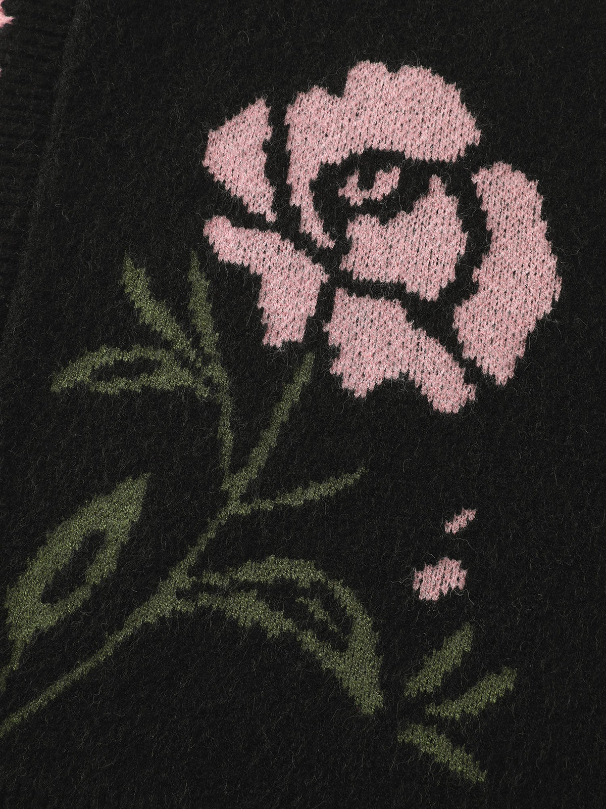 Floral Pattern Jacquard Wavy Edge Knit Cardigan