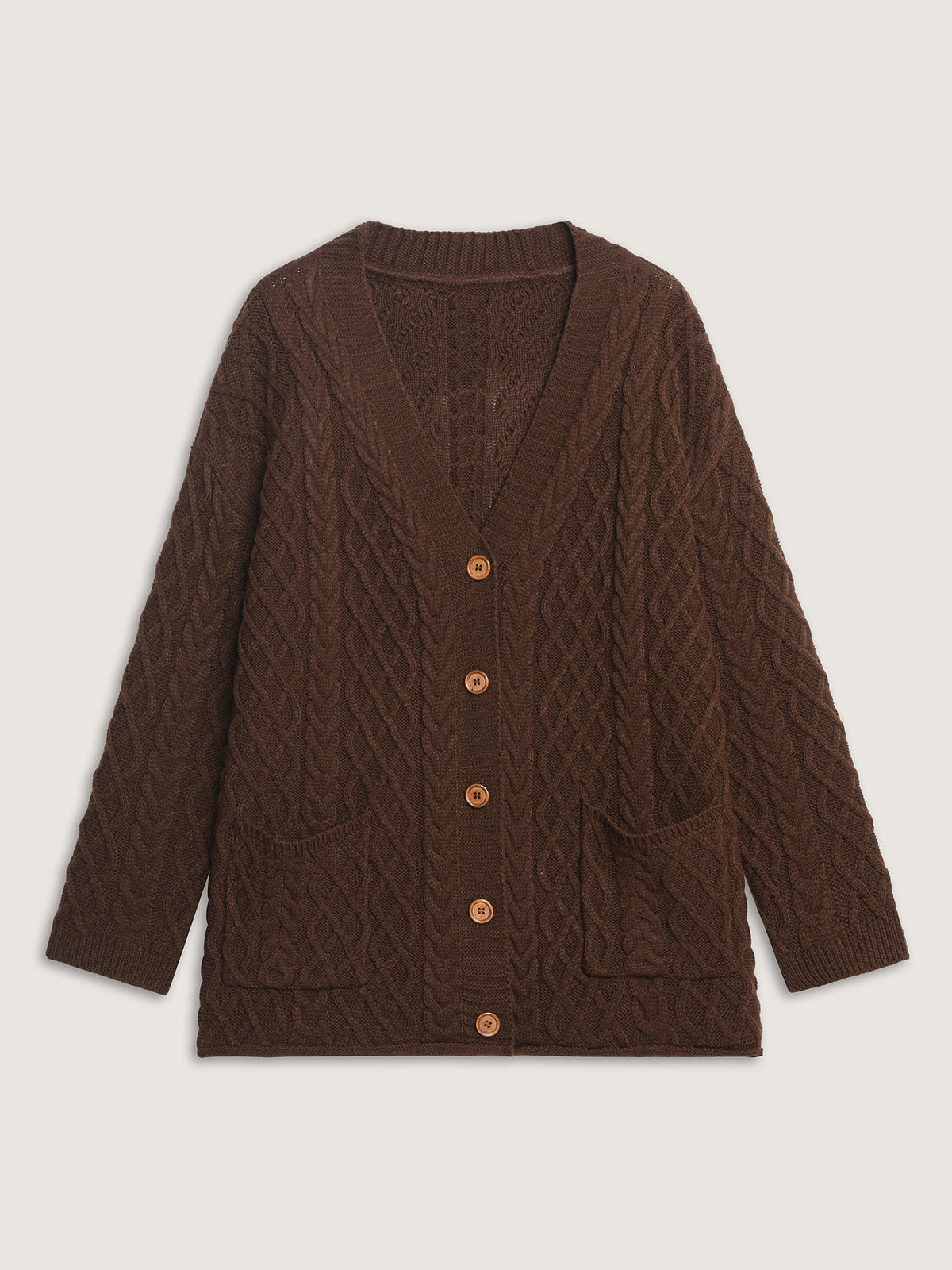 Cableknit Textured Button Pocket Knit Cardigan