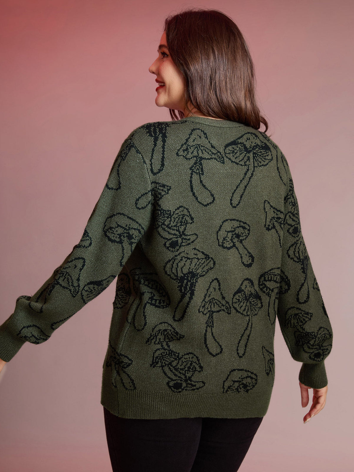 Supersoft Mushroom Print Button-Down Cardigan