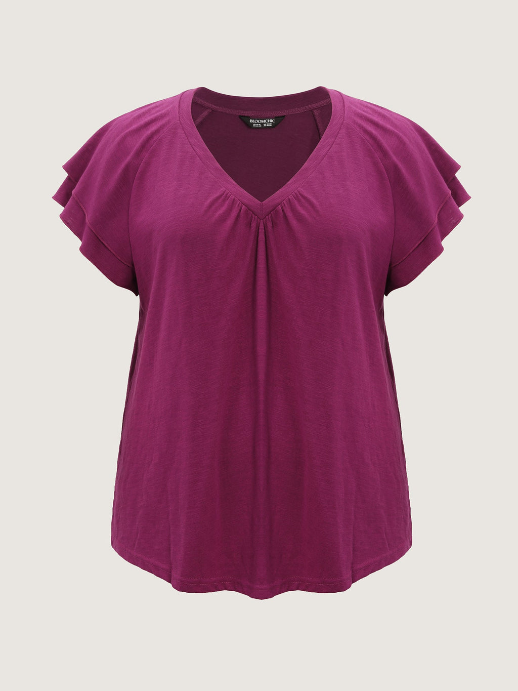 Stretchy Textured Flared Sleeve T-Shirt