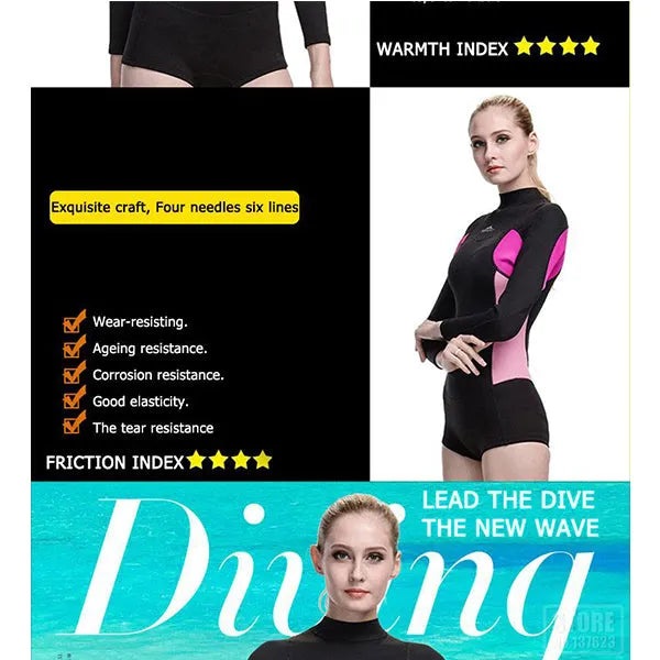 SBART 2mm Neoprene Women Shorty Wetsuit Kite Surfing Snorkeling Swimwear Swimsuit