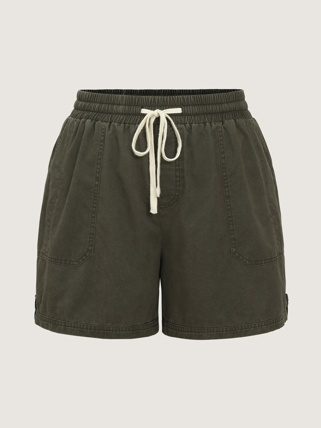 Cotton Washed And Distressed Straight-Leg Shorts