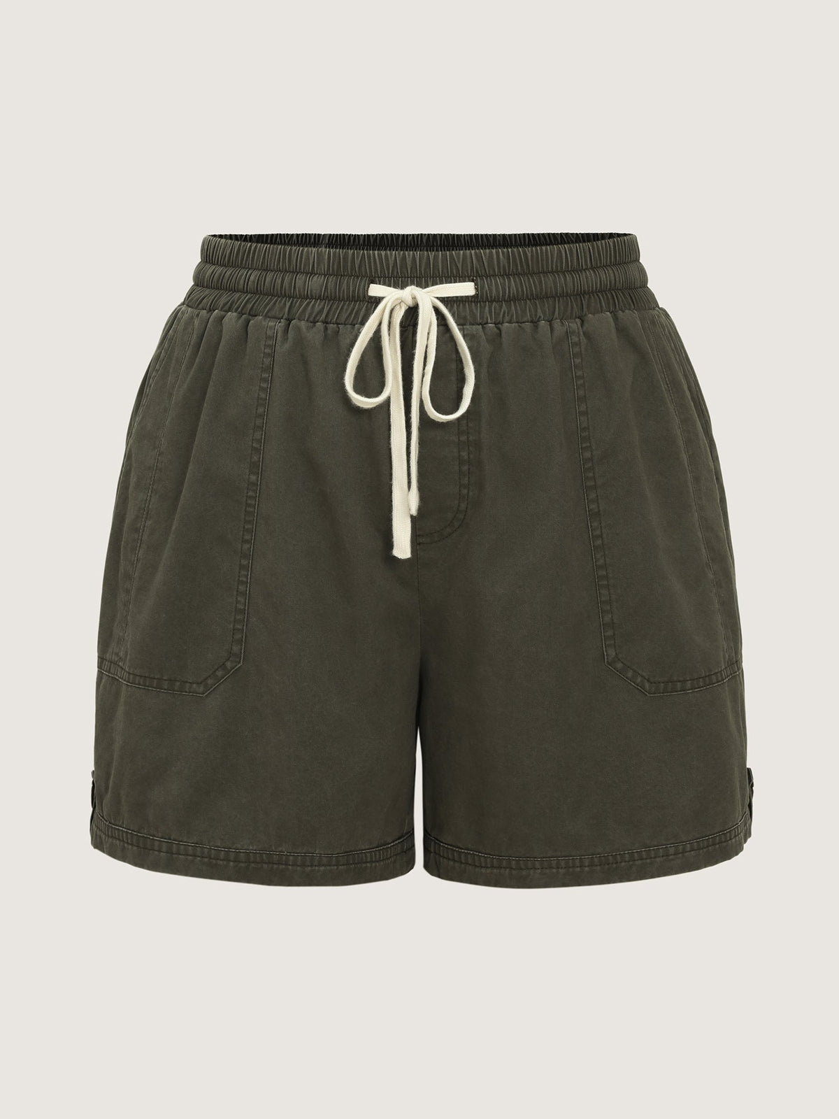 Cotton Washed And Distressed Straight-Leg Shorts