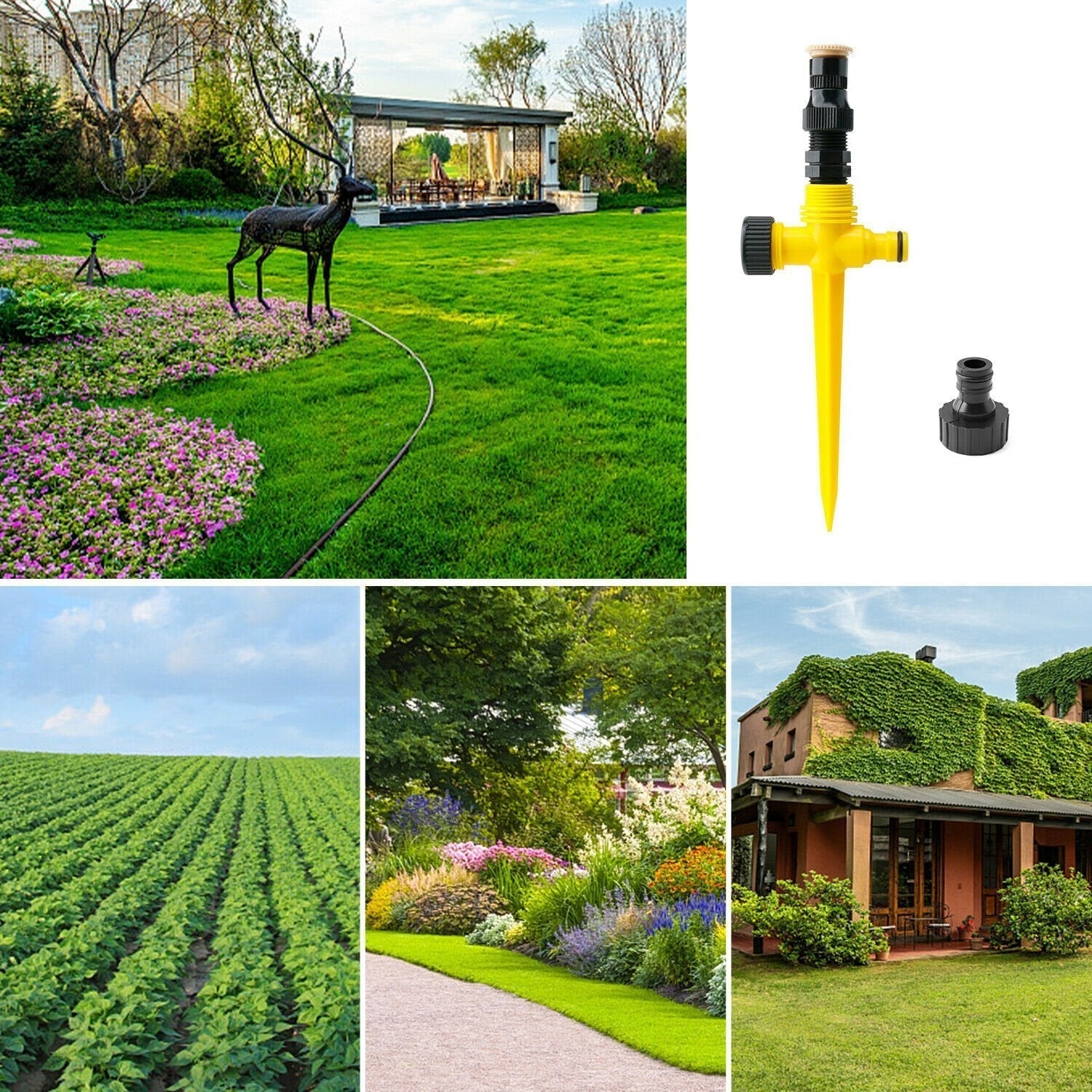 360° Rotation Auto Irrigation System Garden Rotating Lawn Sprinklers