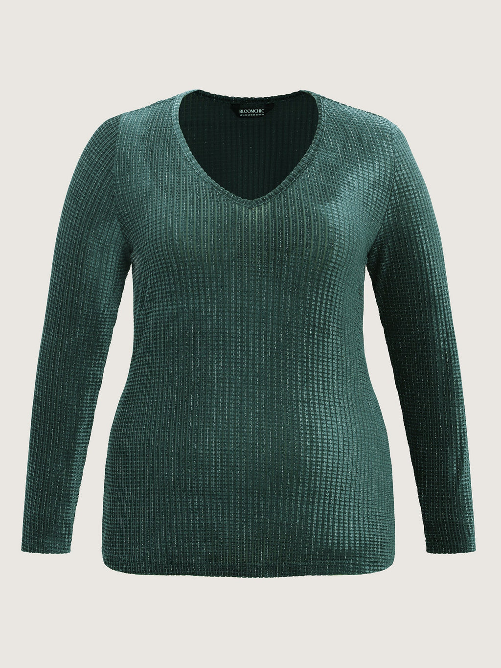Velvet Knit Jacquard V-Neck Top