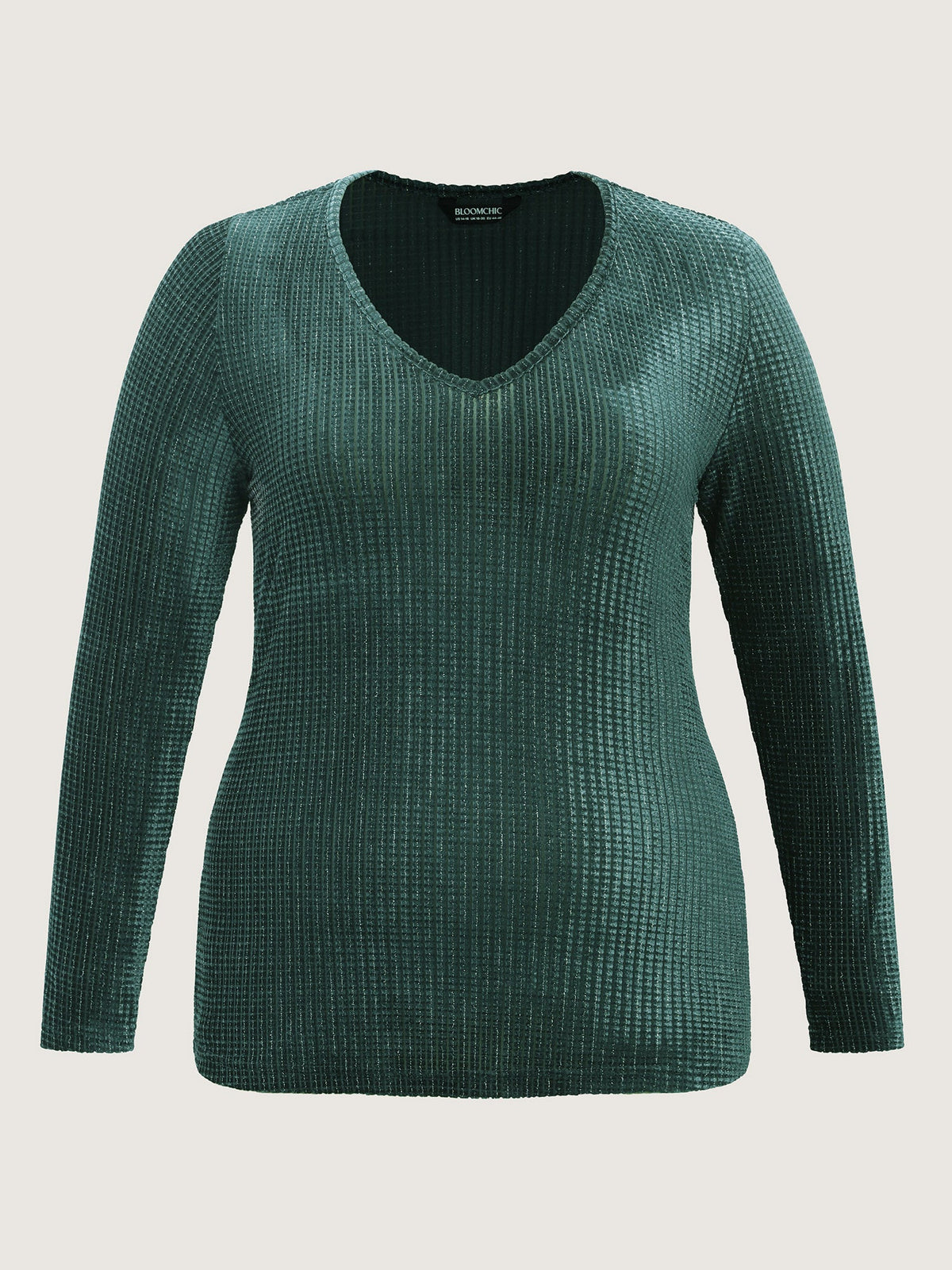 Velvet Knit Jacquard V-Neck Top