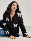 Butterfly Jacquard Pattern Knit Cardigan
