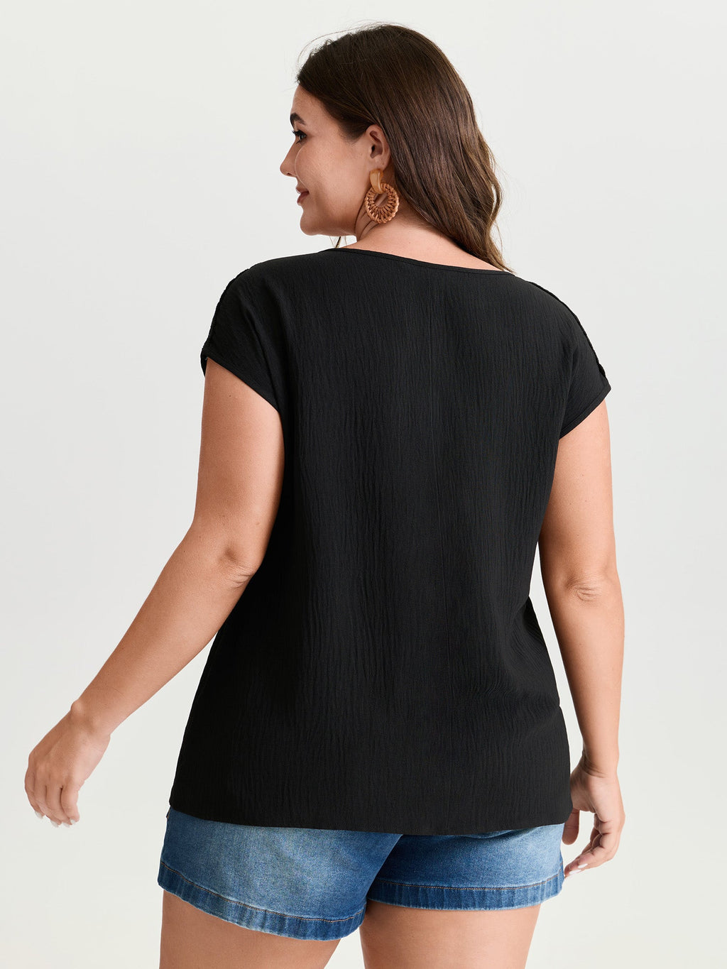 Colorful Openwork Crochet V-Neck Blouse
