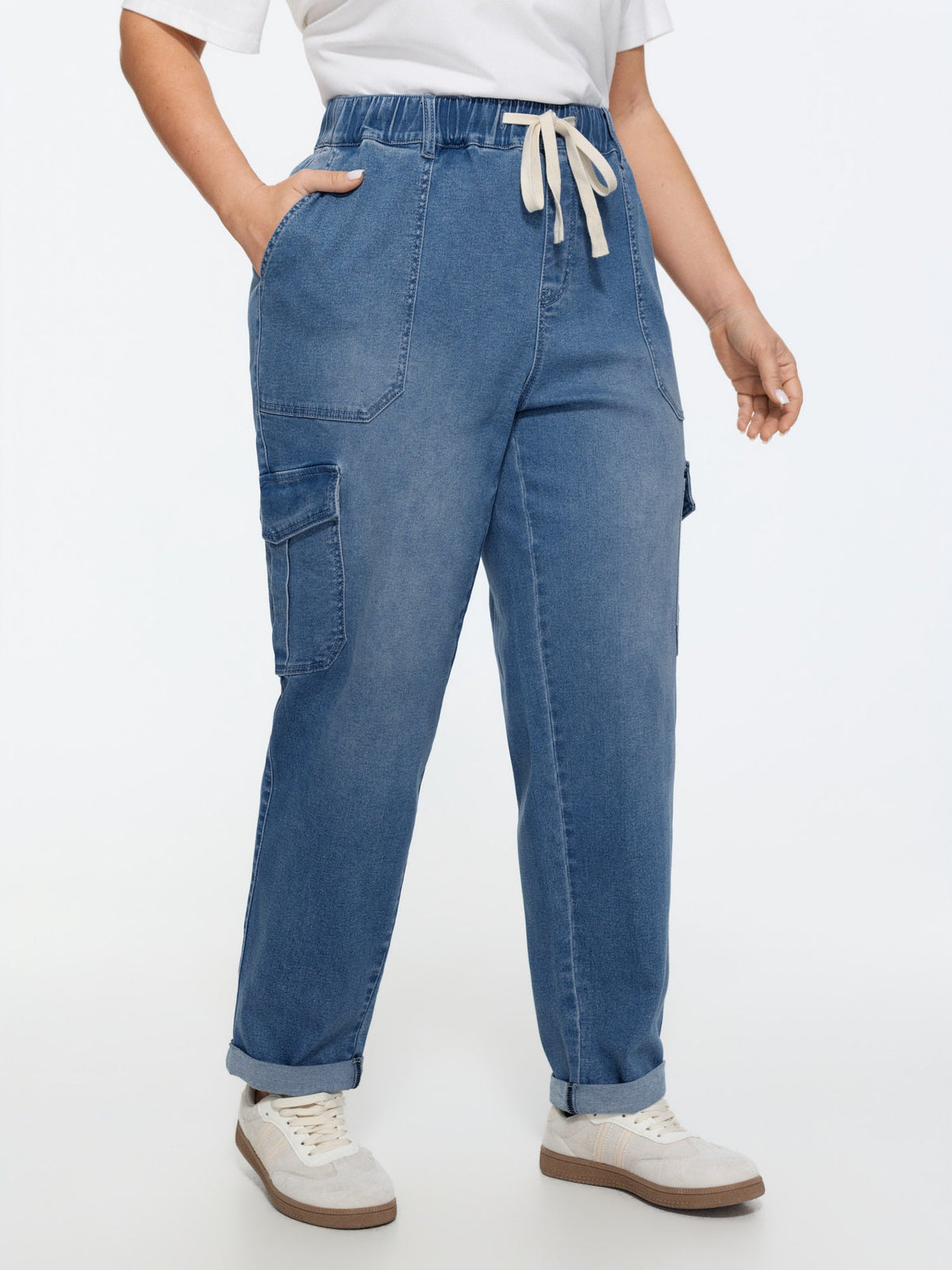 Stretchy Elastic Back Waist Jeans