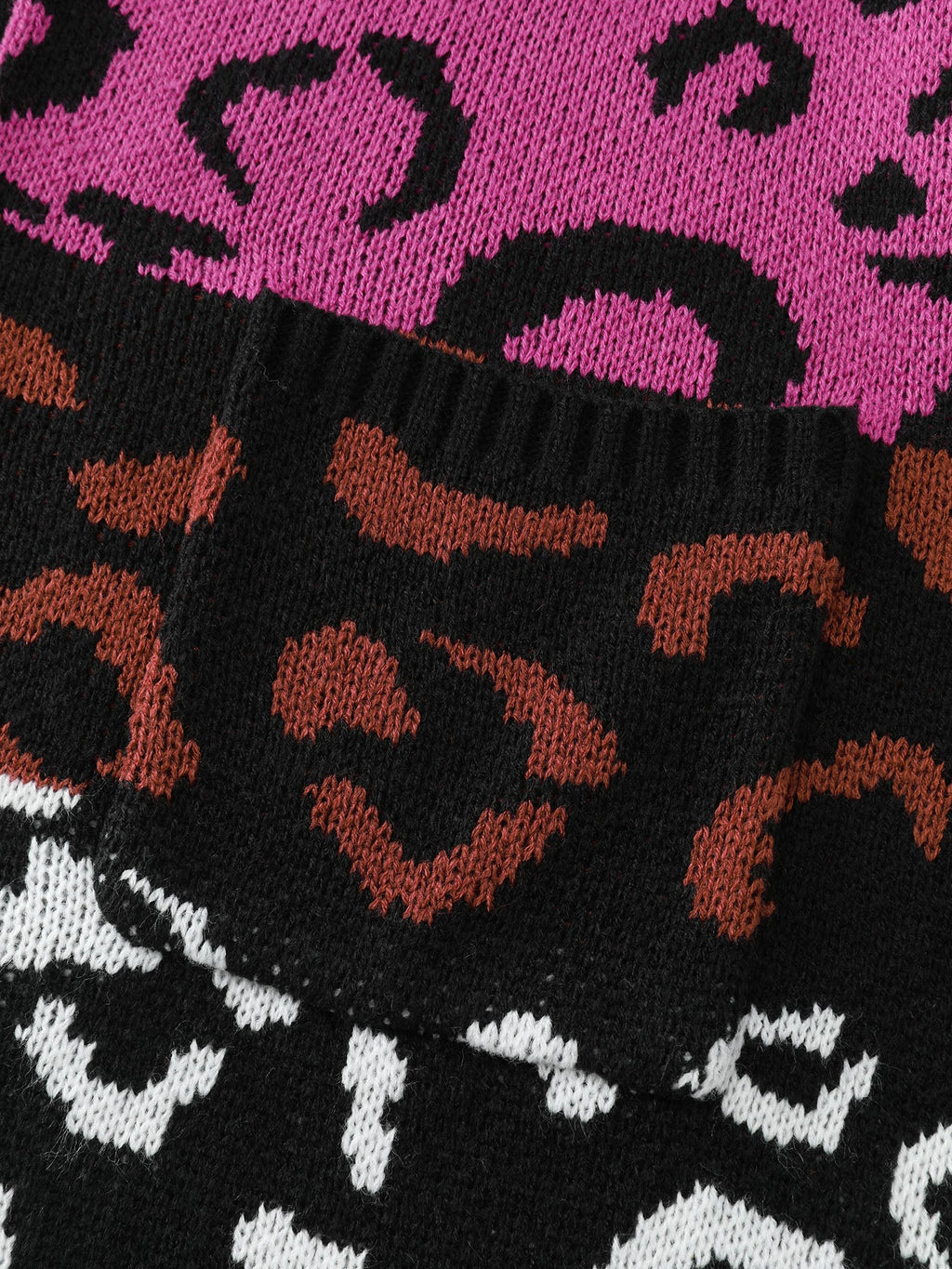 Sweet Leopard Print Jacquard Knit Cardigan