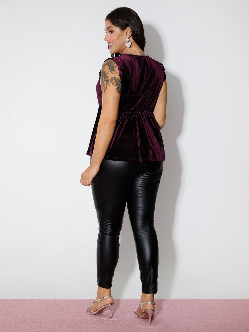 Velvet Front-Tie Shirred Tank Top
