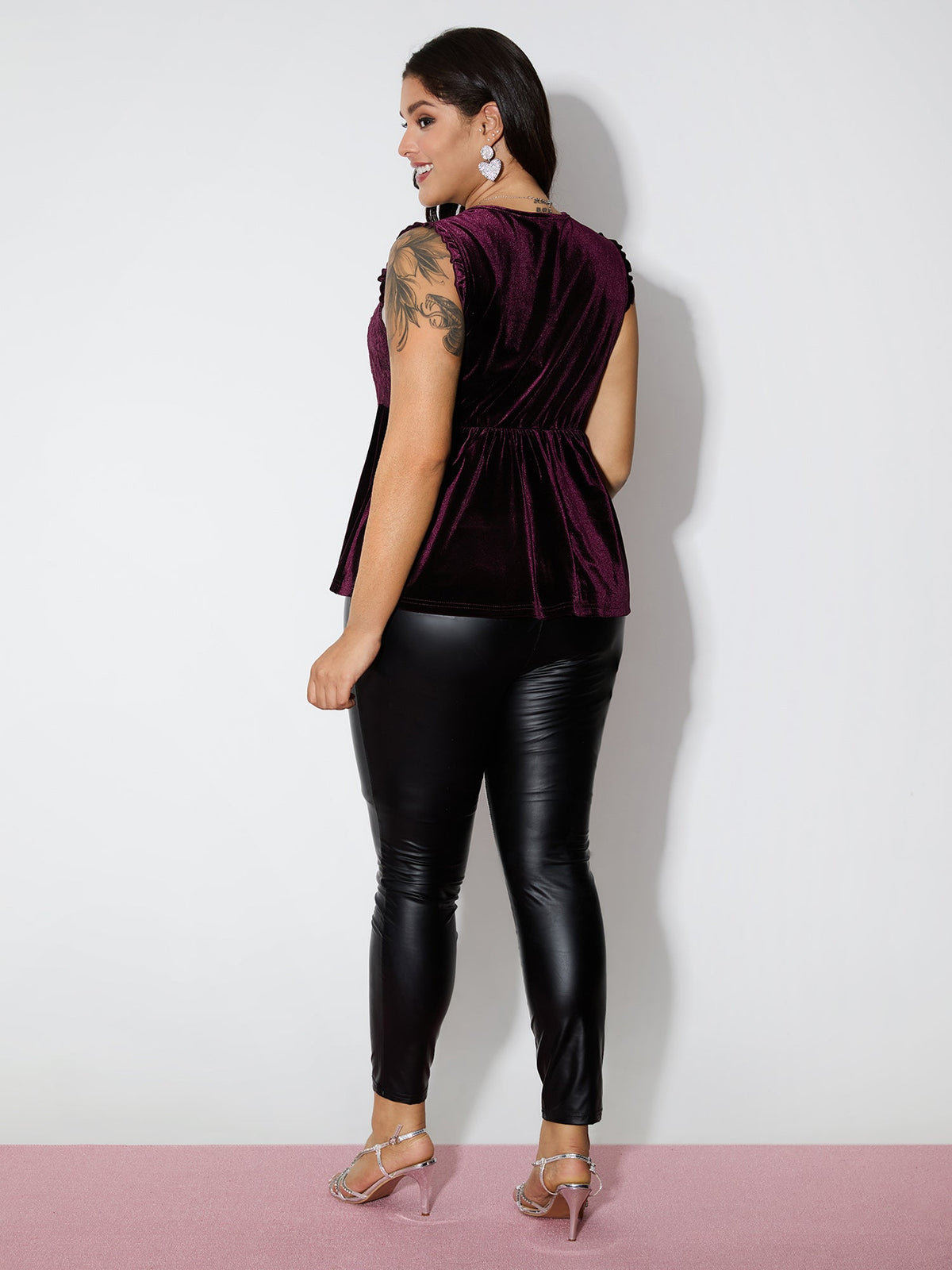 Velvet Front-Tie Shirred Tank Top