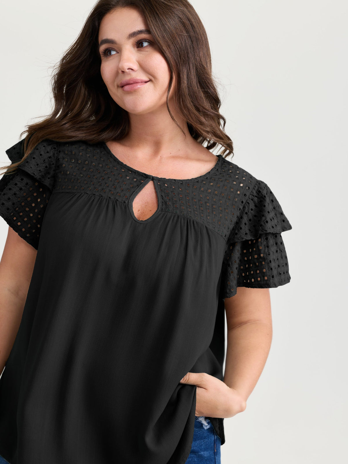 Pure Cotton Layered Sleeve Flowy Blouse