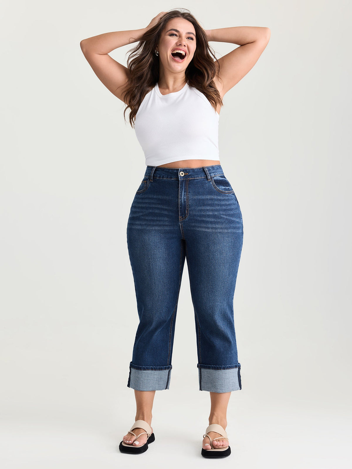 Thigh-Friendly Capri Straight-Leg Jeans