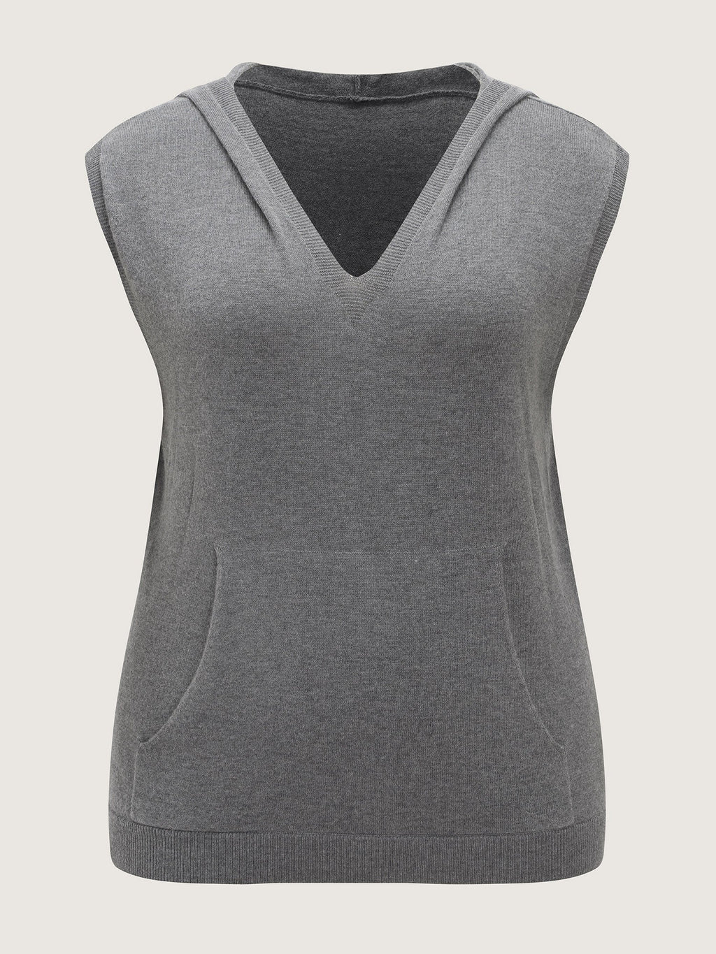 V Neck Hooded Pocket Sleeveless Sweater Vest
