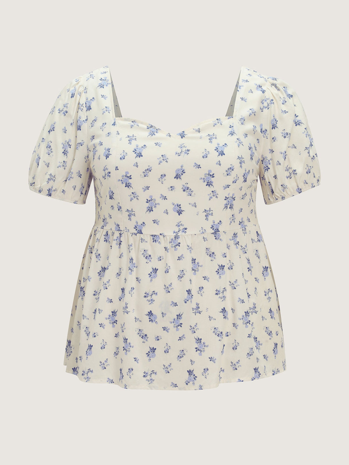 Floral Print Back-Bow Flared Blouse