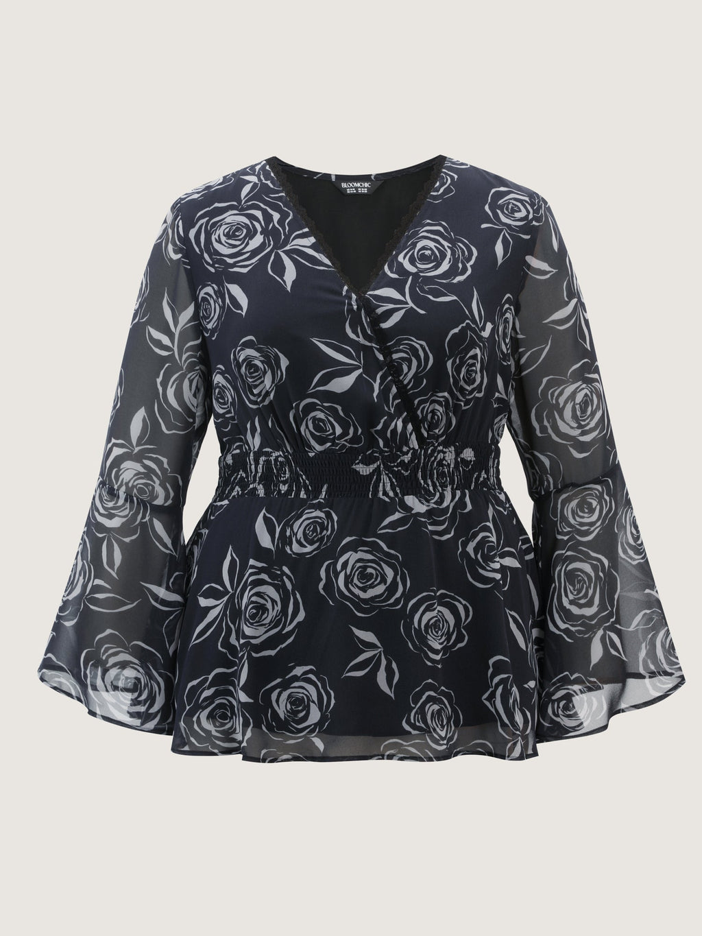 Rosy Romance Cinched Flared Blouse