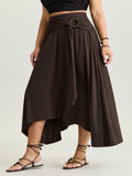 Supersoft Ring Detail Tie Asymmetrical Hem Midi Skirt