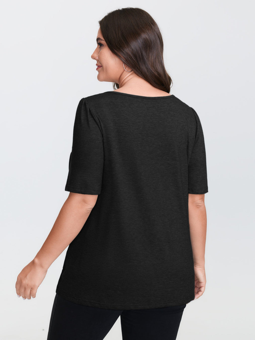 Seamed Round Neck Fitted T-Shirt