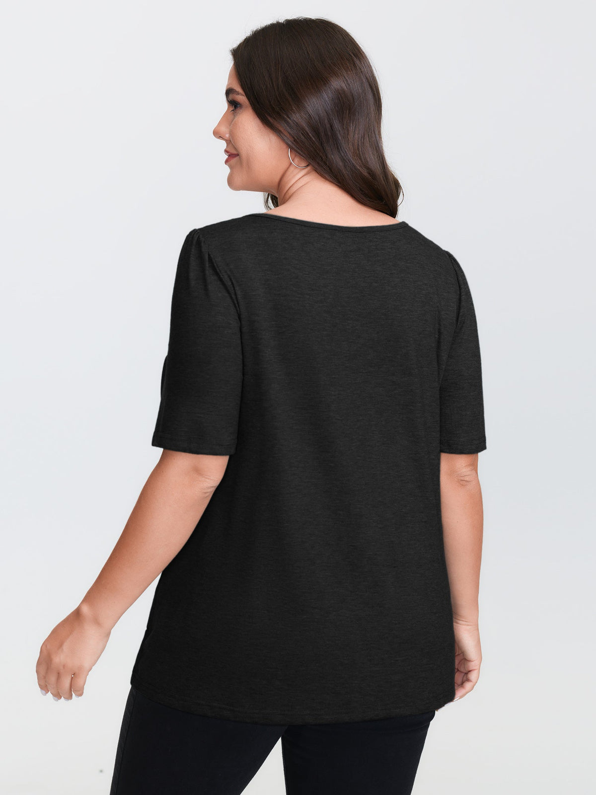 Seamed Round Neck Fitted T-Shirt