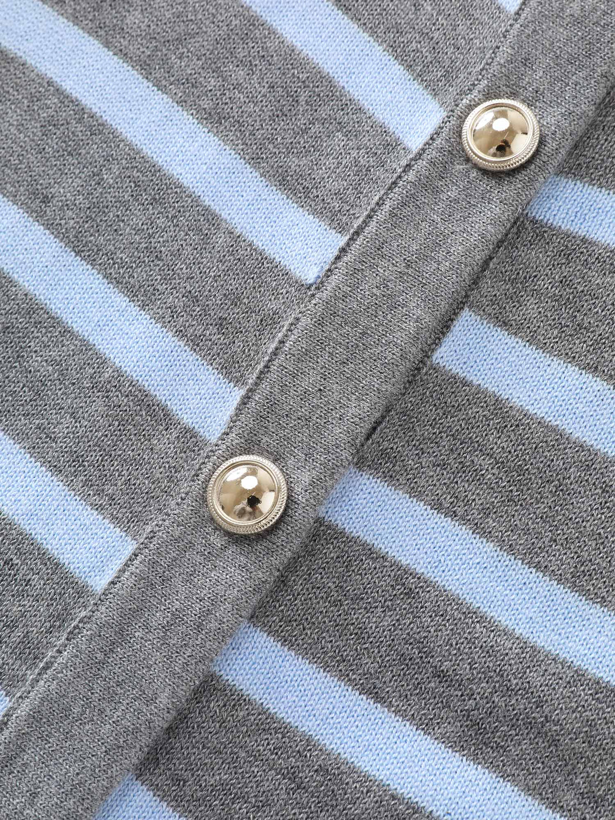 Striped Metallic Button Knit Cardigan