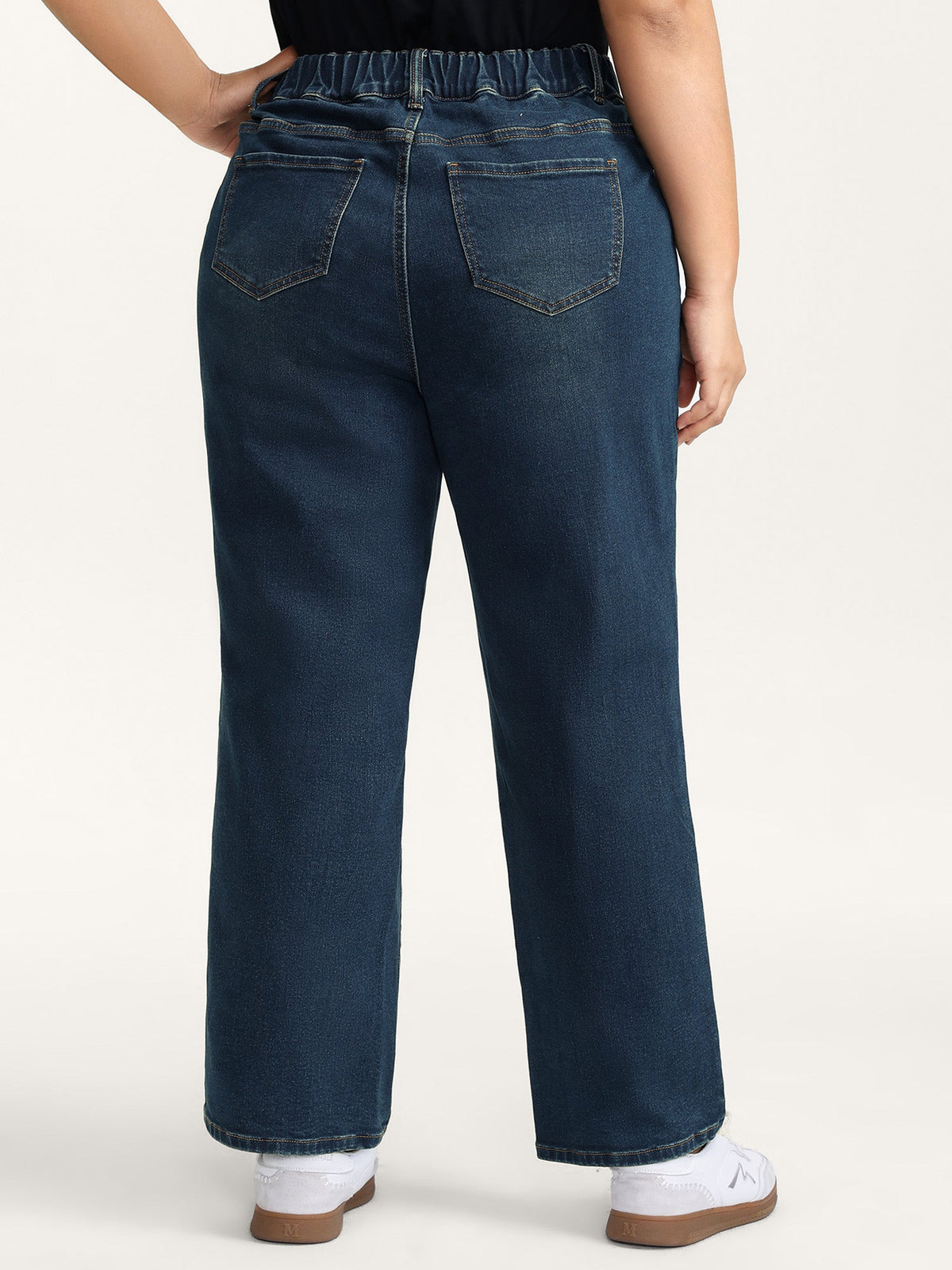 Cinched Vintage Blue Wash Straight-Leg Jeans