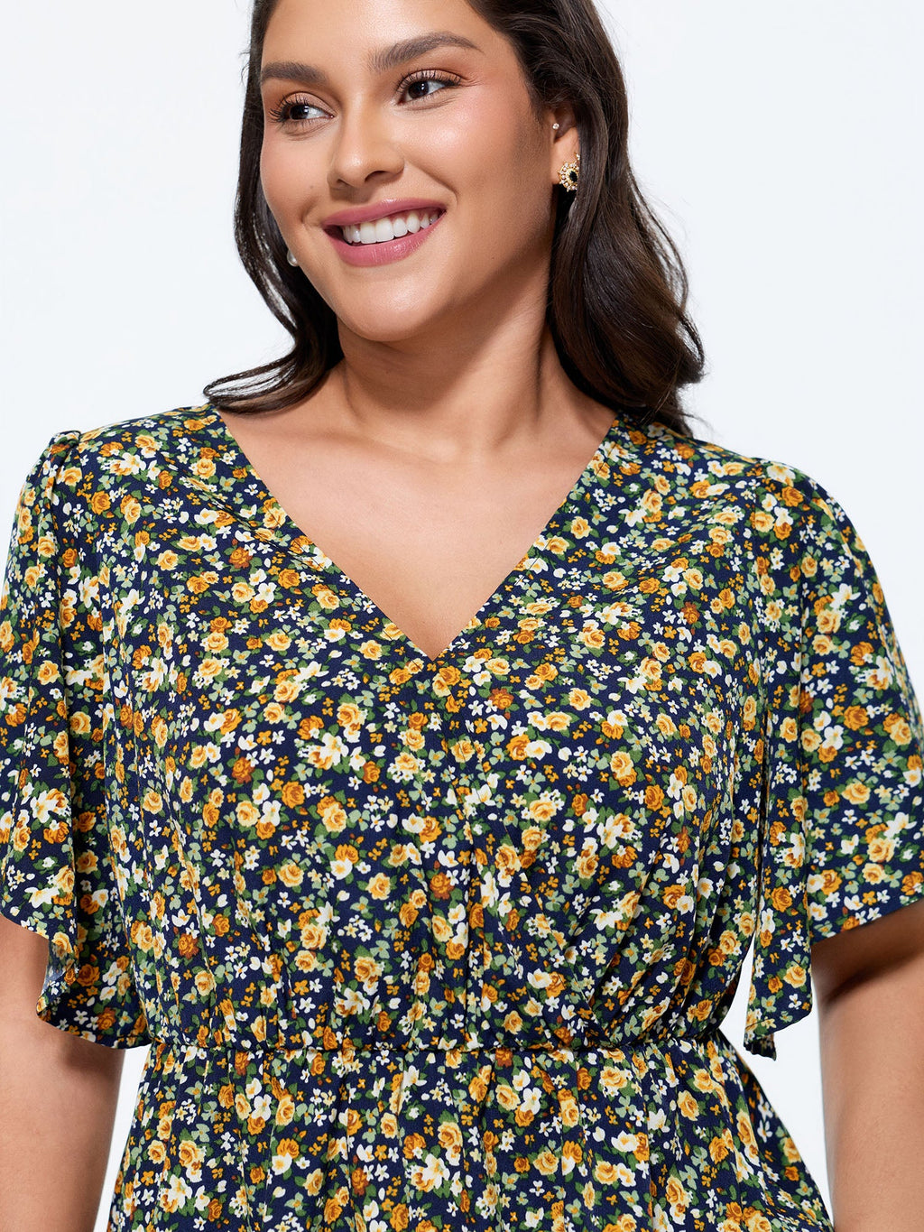 Floral Print Cinched-Waist Blouse